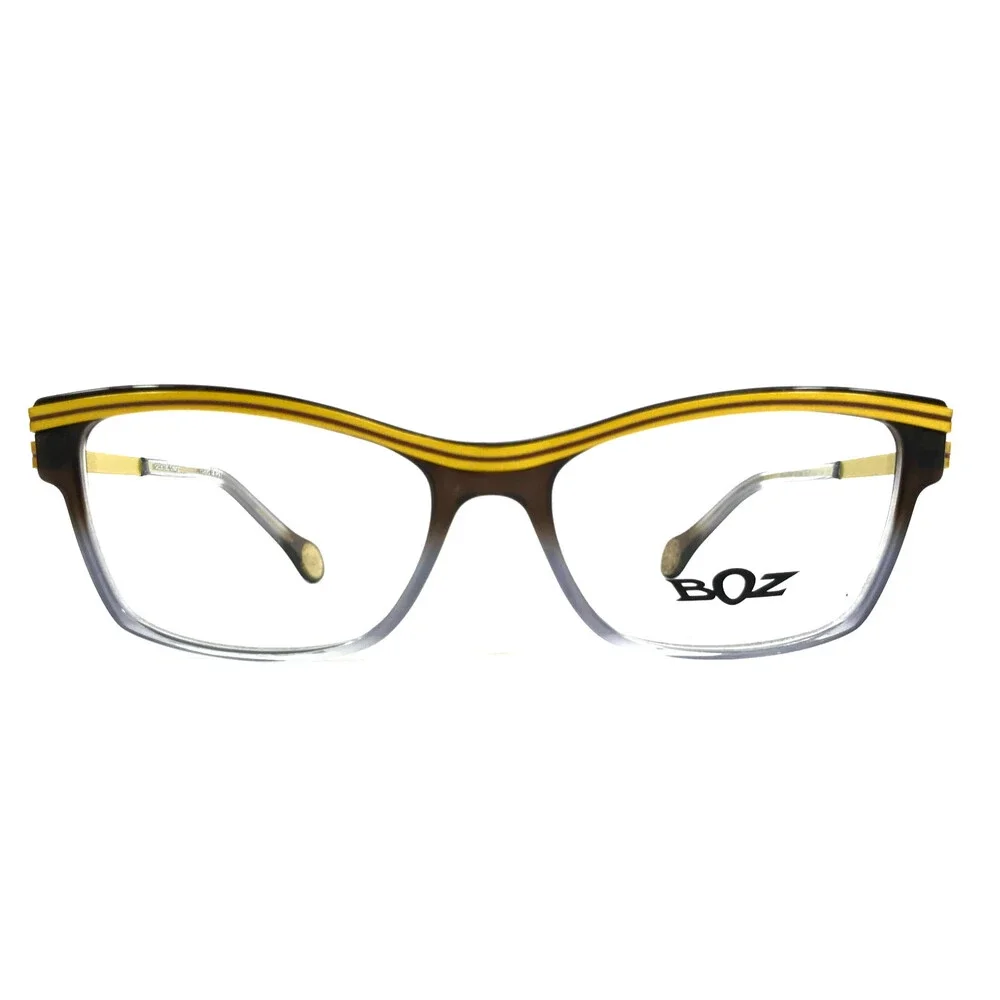 BOZ Eyeglasses Frames WOODY 9759 Brown Gray Yellow Striped Cat Eye 53-15.5-135